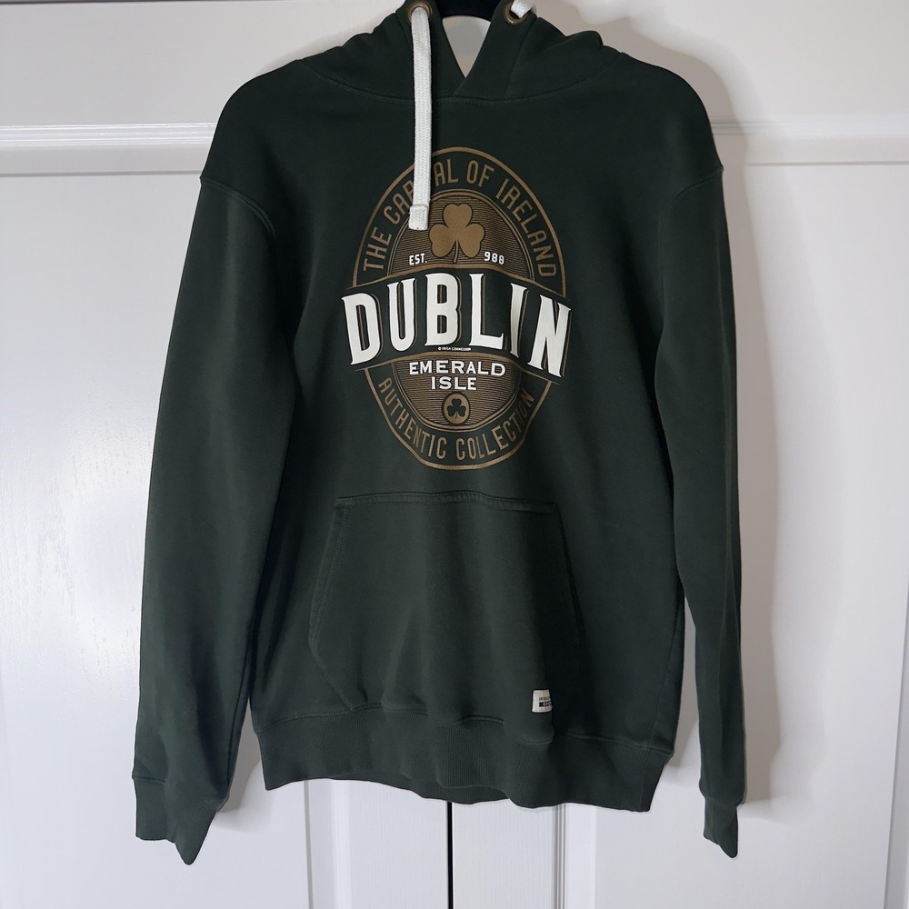 Irish Connexxion Hoodie Mens Medium Green Dublin Graphic‎ Pullover Sweatshirt